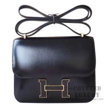 Hermes Mini Constance 18 Bag 89 Noir Box With Lizard Buckle