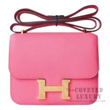 Hermes Mini Constance 18 Bag 8W Rose Azalee Epsom GHW