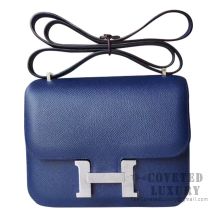 Hermes Mini Constance 18 Bag CC73 Blue Saphir Epsom SHW