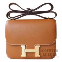 Hermes Mini Constance 18 Bag CC37 Gold Evercolor GHW