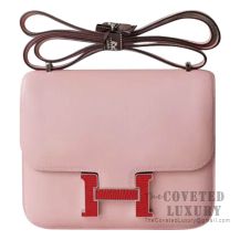 Hermes Mini Constance 18 Bag 3Q Rose Sakura Swift With Lizard Buckle