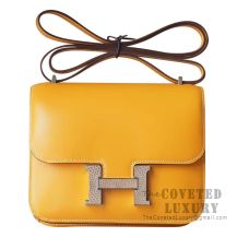 Hermes Mini Constance 18 Bag 1A Paille Tadelakt With Lizard Buckle