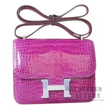 Hermes Mini Constance 18 Bag 5C Violet Shiny Alligator SHW