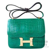 Hermes Mini Constance 18 Bag 6Q Vert Emeraude Shiny Alligator GHW