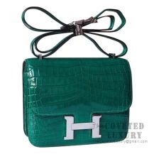 Hermes Mini Constance 18 Bag 6Q Vert Emeraude Shiny Niloticus SHW