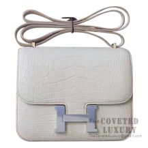 Hermes Mini Constance 18 Bag 8L Beton Matte Alligator SHW