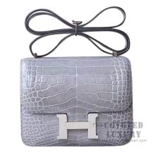 Hermes Mini Constance 18 Bag 8M Gris Paris Shiny Niloticus SHW