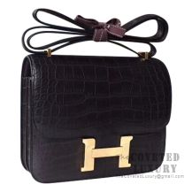 Hermes Mini Constance 18 Bag 89 Noir Matte Niloticus GHW