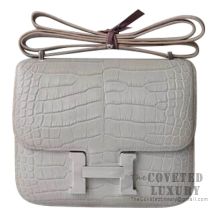 Hermes Mini Constance 18 Bag CC80 Pearl Grey Matte Alligator SHW