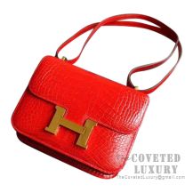 Hermes Mini Constance 18 Bag CC95 Braise Shiny Alligator GHW