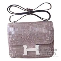 Hermes Mini Constance 18 Bag CK81 Gris Tourterelle Shiny Niloticus SHW