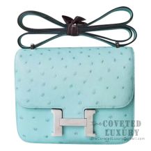 Hermes Mini Constance 18 3P Blue Atoll Ostrich SHW