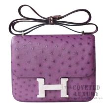 Hermes Mini Constance 18 5C Violet Ostrich SHW