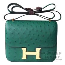 Hermes Mini Constance 18 U4 Vert Vertigo Ostrich GHW