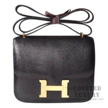 Hermes Mini Constance 18 89 Noir Lizard GHW