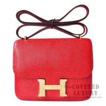 Hermes Mini Constance 18 CC53 Rouge Vif Lizard GHW