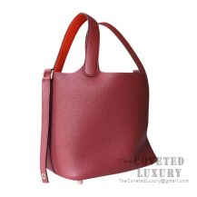 Hermes Picotin Lock 18 Bag CK55 Rouge H And 8V Orange Poppy Clemence GHW