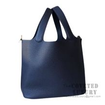 Hermes Picotin Lock 18 Bag CC76 Blue Indigo Clemence GHW