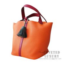 Hermes Picotin Lock 18 Bag CK93 Orange Clemence And K1 Rouge Grenat Swift SHW