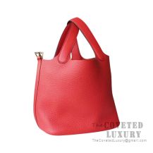 Hermes Picotin Lock 18 Bag S3 Rouge De Coueur Clemence GHW