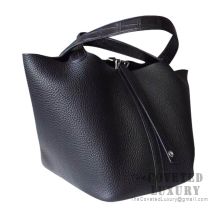 Hermes Picotin Lock 22 Bag 89 Noir Clemence Matte Alligator Handle SHW