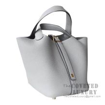 Hermes Picotin Lock 22 Bag 4Z Gris Mouette Clemence SHW