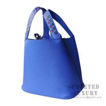 Hermes Picotin Lock 22 Bag I7 Blue Zellige Clemence SHW