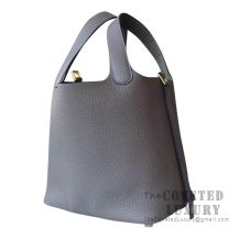 Hermes Picotin Lock 22 Bag M8 Gris Asphalt Clemence GHW