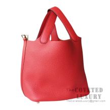 Hermes Picotin Lock 22 Bag S3 Rouge De Coueur Clemence GHW