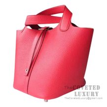 Hermes Picotin Lock 22 Bag S3 Rouge De Coueur Clemence SHW