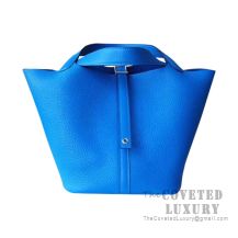 Hermes Picotin Lock 22 Bag T7 Blue Hydra Clemence SHW