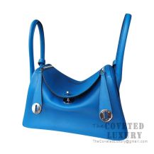 Hermes Lindy 26 Bag 7T Blue Hydra Evercolor SHW