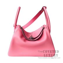 Hermes Lindy 26 Bag 8W Rose Azalee Swift Tressage De Cuir Handle SHW