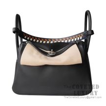 Hermes Lindy 26 Bag 89 Noir Swift Tressage De Cuir Handle SHW