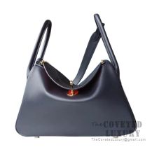 Hermes Lindy 26 Bag CC76 Blue Indigo And 8V Orange Poppy Swift GHW