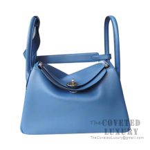 Hermes Lindy 26 Bag R2 Blue Agate And 4Z Gris Mouette Swift SHW