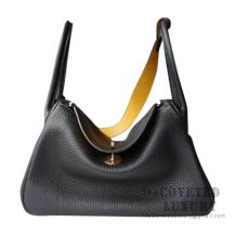 Hermes Lindy 26 Bag 89 Noir And 9D Ambre Clemence SHW