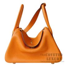 Hermes Lindy 26 Bag I9 Apricot Clemence GHW