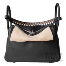 Hermes Lindy 30 Bag 89 Noir Swift Tressage De Cuir Handle SHW