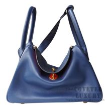 Hermes Lindy 30 Bag 2Z Bieu Nuit And 8V Orange Poppy Swift GHW