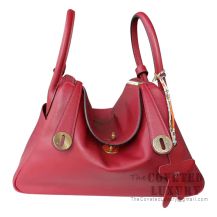 Hermes Lindy 30 Bag K1 Rouge Grenat And 8V Orange Poppy Swift GHW