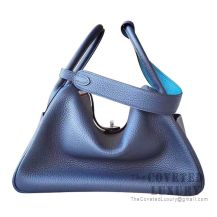 Hermes Lindy 30 Bag 2Z Bieu Nuit And 7W Blue Izmir Clemence SHW