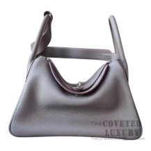 Hermes Lindy 30 Bag 8F Etain And 7T Blue Electric Clemence SHW