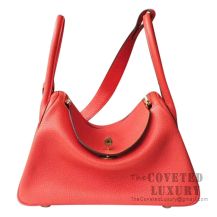 Hermes Lindy 30 Bag 8V Orange Poppy Clemence GHW