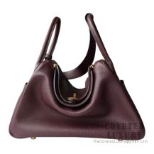 Hermes Lindy 30 Bag CK57 Bordeaux Clemence GHW