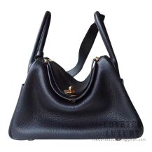 Hermes Lindy 30 Bag 89 Noir And K1 Rouge Grenat Clemence GHW