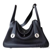 Hermes Lindy 30 Bag 89 Noir And K1 Rouge Grenat Clemence SHW