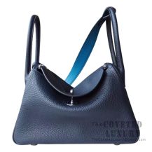 Hermes Lindy 30 Bag CC73 Blue Saphir And 7W Blue Izmir Clemence SHW