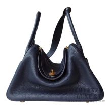 Hermes Lindy 30 Bag CC76 Blue Indigo Clemence GHW