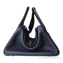 Hermes Lindy 30 Bag CC76 Blue Indigo Clemence SHW